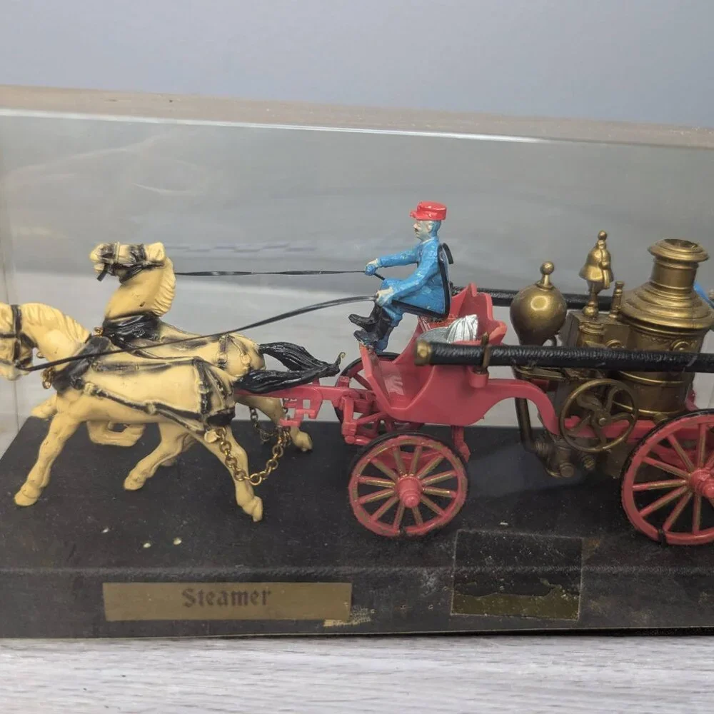 Vintage Steamer Plastic Pre-Made Model with Original Display Cover and Base